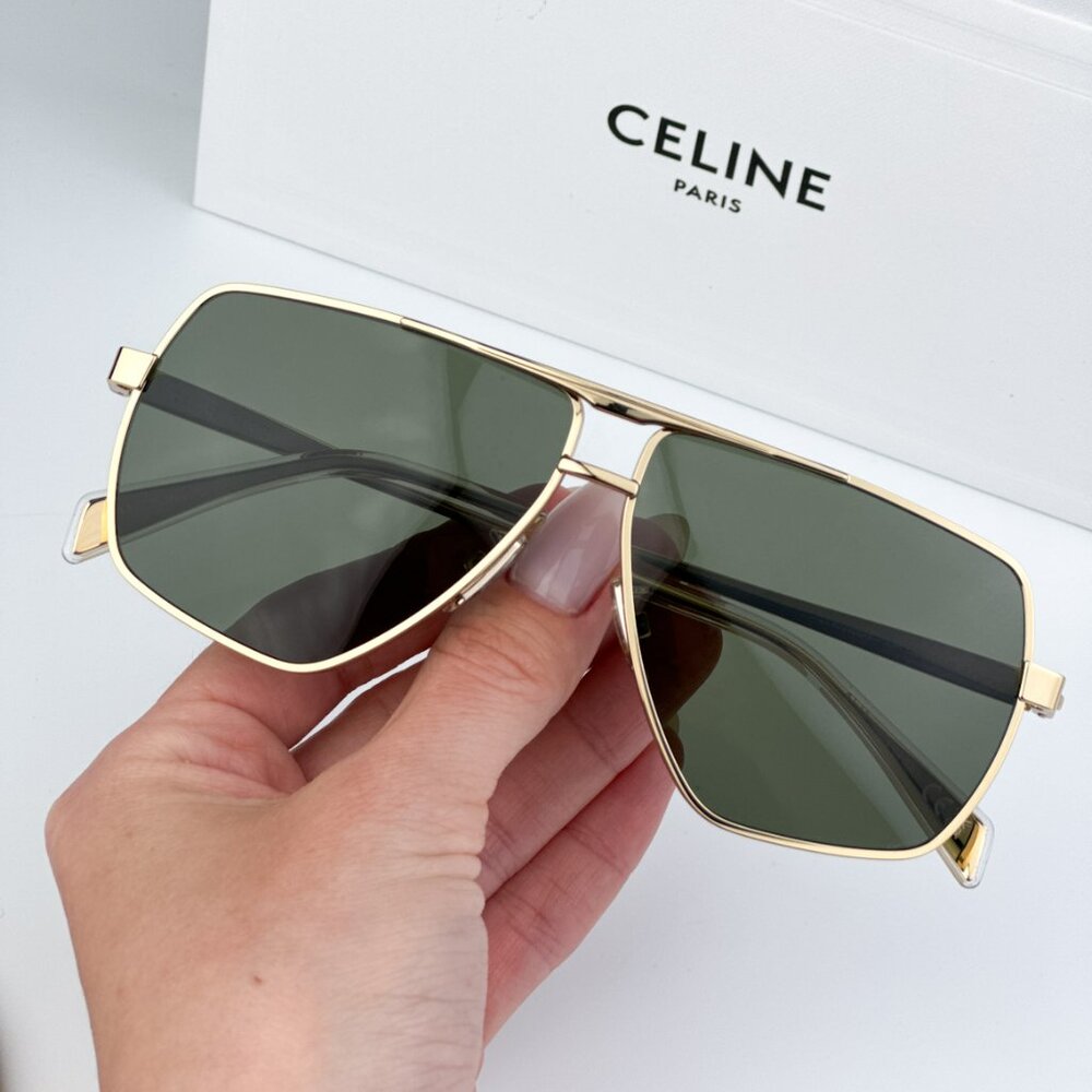Celine CL40246U-Y 30N BRAND NEW Sunglasses Gold Green Aviator Unisex - Picture 2 of 15